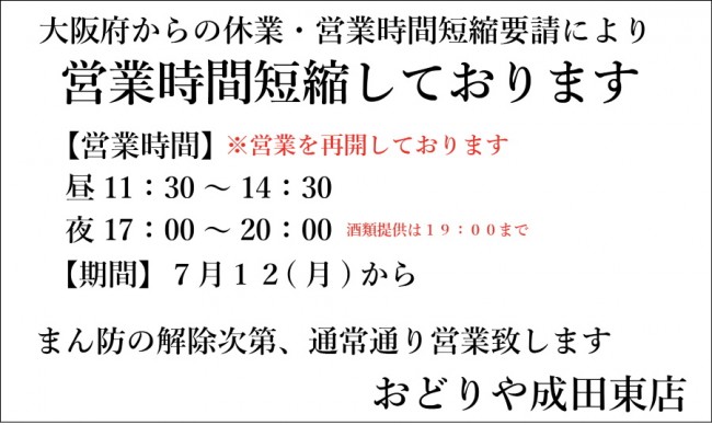 おどりや休業成田７